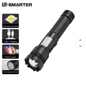 Linterna Led, portátil, con luz de emergencia lateral, 1500 lúmenes, 4 modos, 5000M de alcance, Usb, P50Zoom, recargable