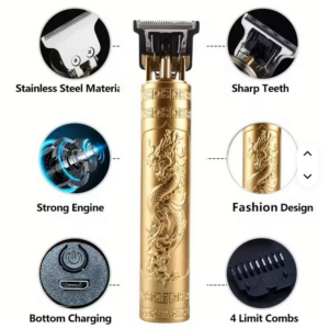 Afeitadora de barba y de pelo recargable con pinza de pelo  profesional para hombre, hoja de acero inoxidable, USB
