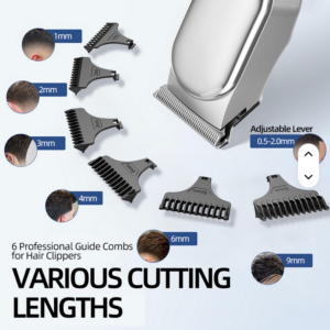 Máquina cortadora de pelo eléctrica inalámbrica profesional, cortadora de pelo USB para depilación seca. Color plateado