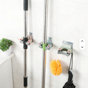 Agarradera para fijar en la pared para palos de escobas lampazos para colgar, muy seguro, accesorio para baño y cocina