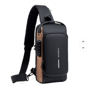 Mochila mediana con lazo cruzado de pecho ANTIRROBO con USB y candados de seguridad. Muy resistente